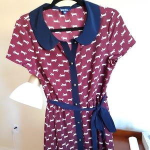 Keds Dachshund Print Dress Vintage Look
